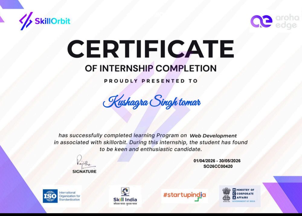 Web Development Internship certificate